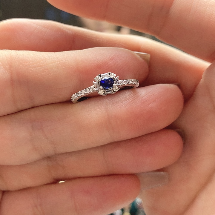 蓝宝石戒指银S925镶嵌