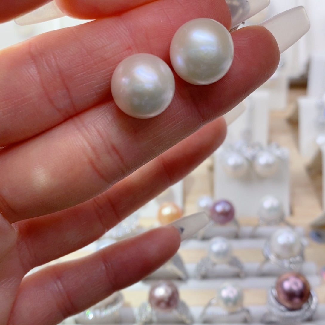 淡水珍珠耳饰银S925镶嵌