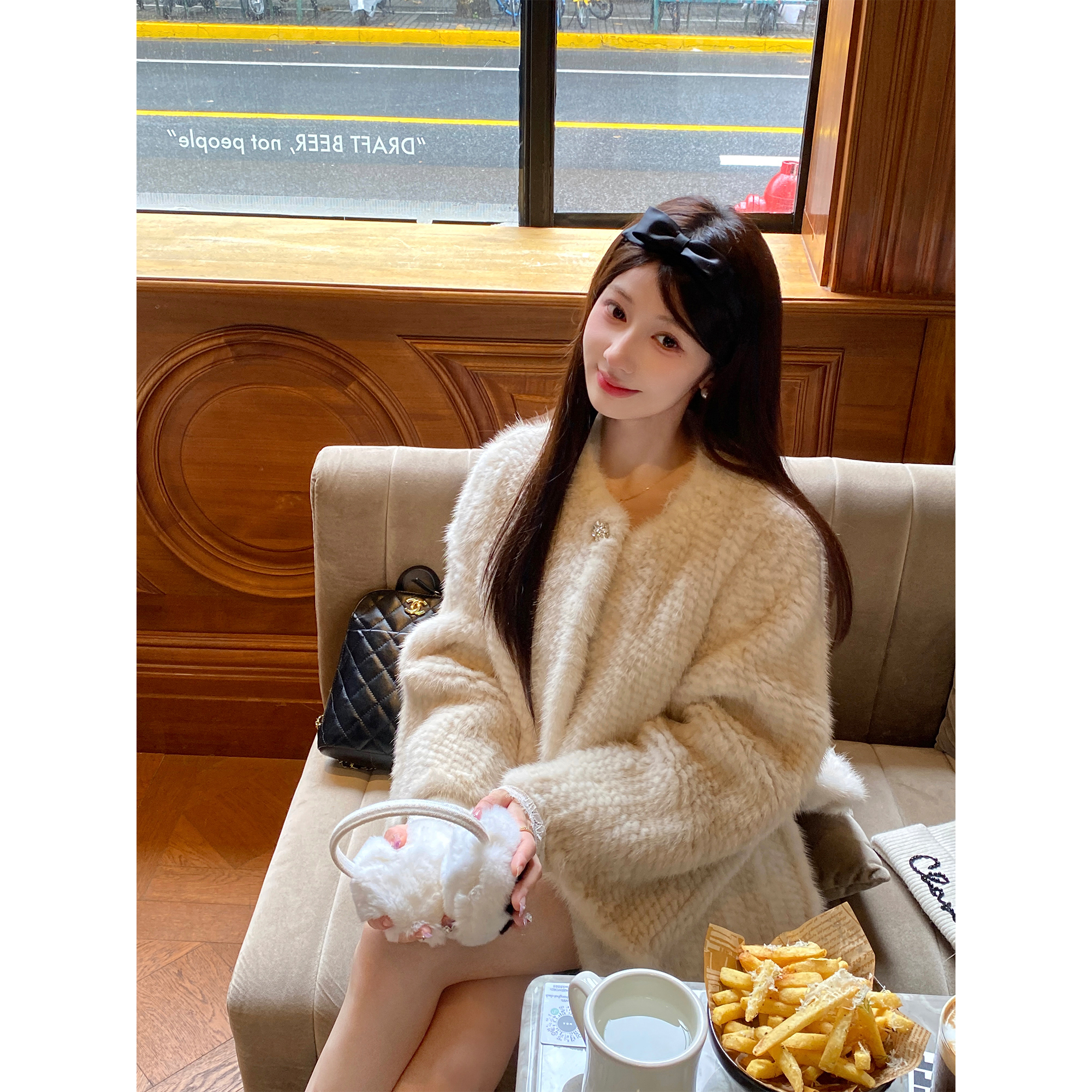 GA盈瓷新中式高级感气质小香风女士皮外套女 24FW1050