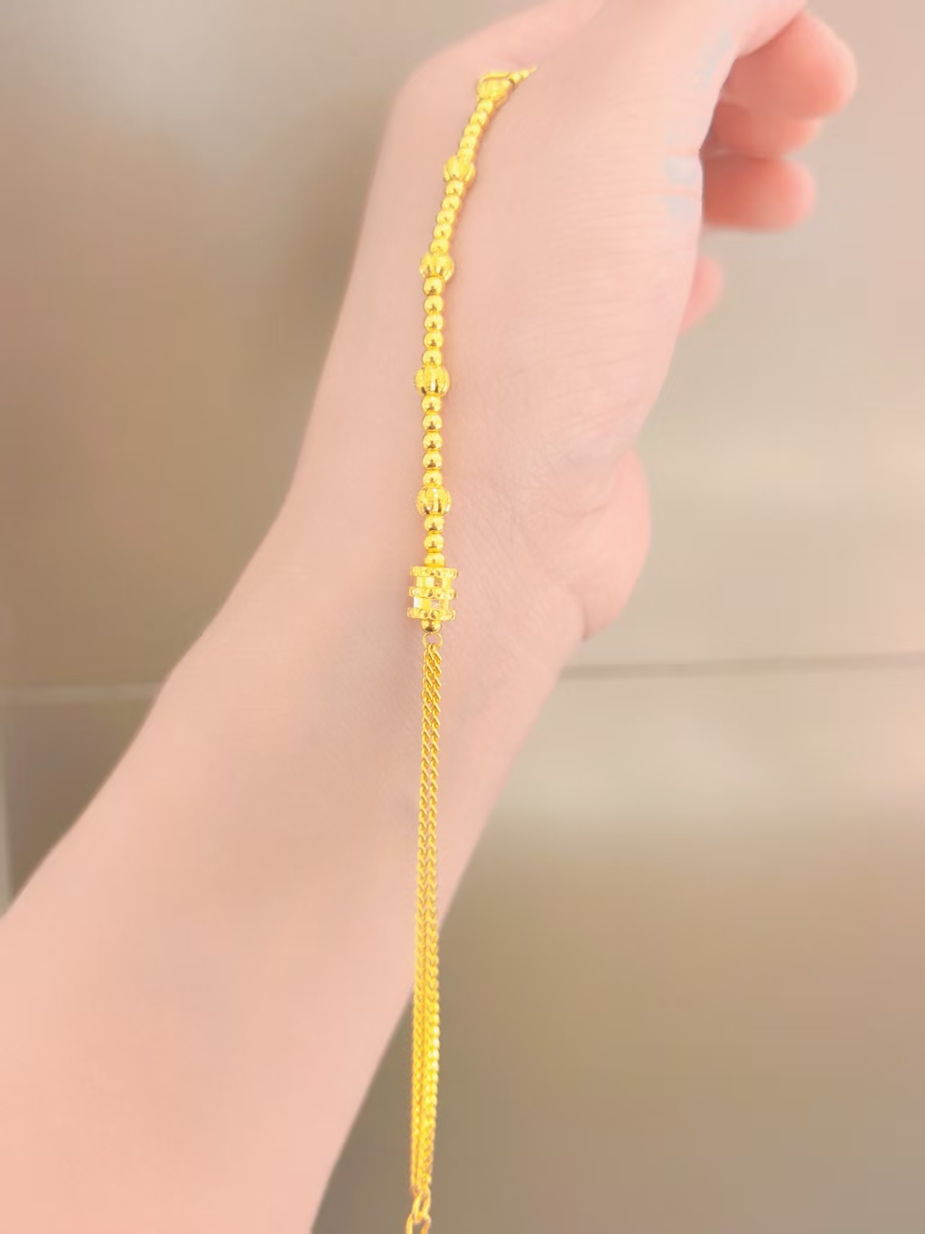 足金999小蛮腰珠珠AB链5G黄金手链精致时尚百搭黄金首饰手链