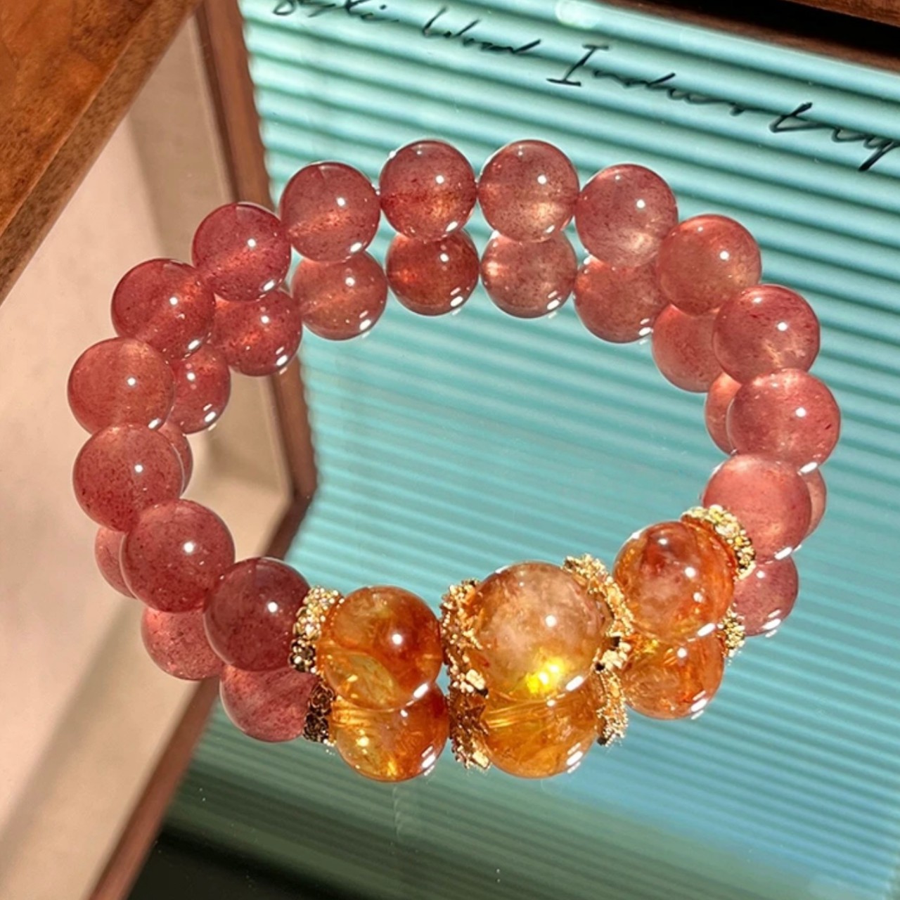 原创暴富天然黄水晶手链巴西水晶黄塔晶招财转运招桃花草莓晶手串