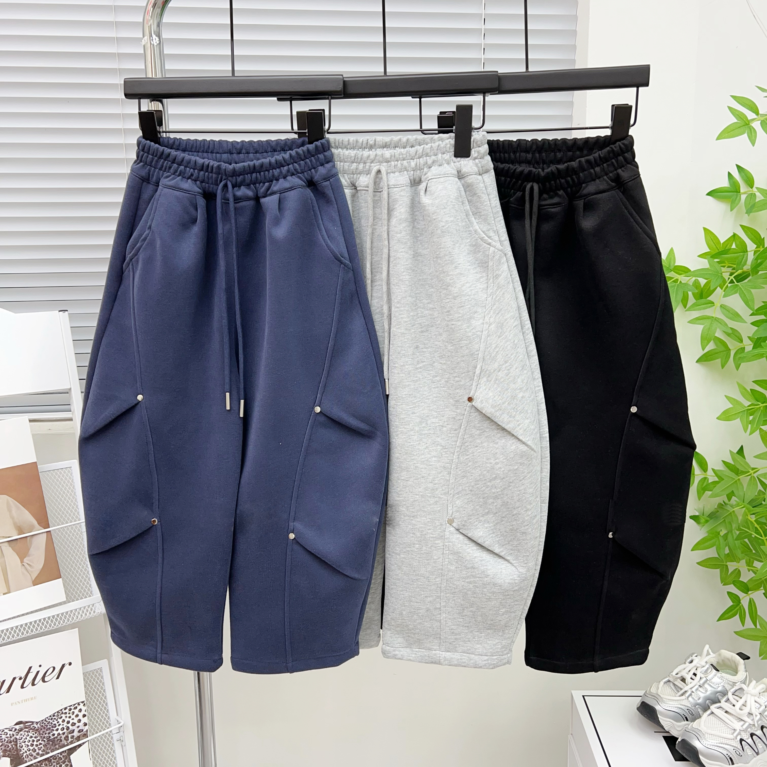 儿童松紧带男女童通用休闲裤女欧美风弯刀长裤C