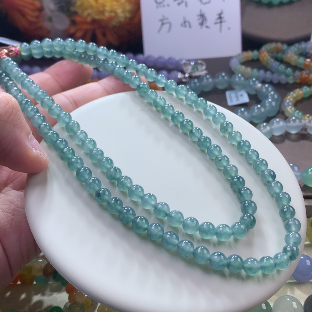 翡翠手链未镶嵌冰种牛仔蓝项链