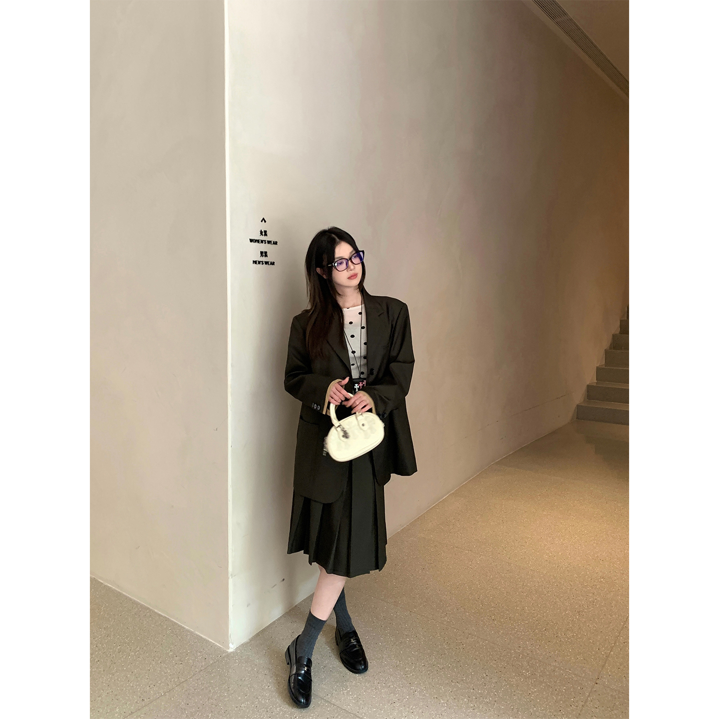 【Littledry不油】法式宽松西装时尚春秋小众肌理感西装外套YYK0073