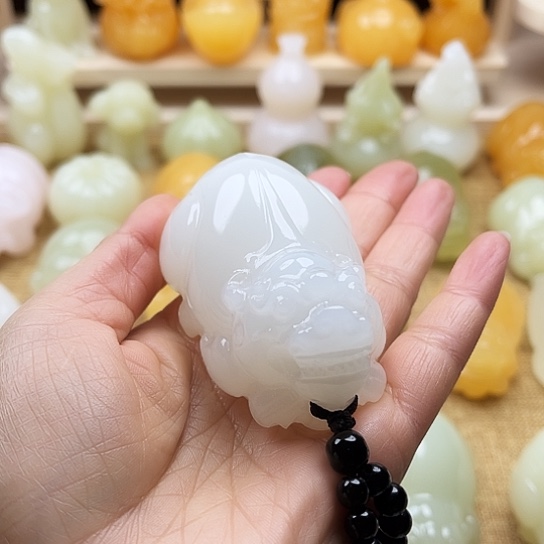 花***暗玉天然玉石手把件
