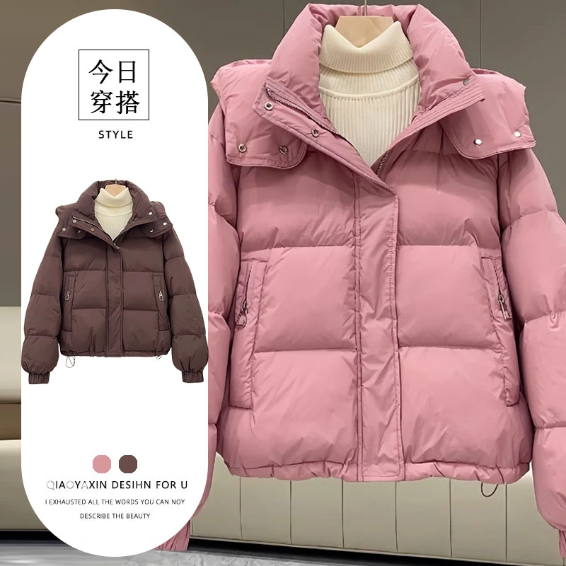 T247594新款连帽棉服女短款连帽小个子时尚宽松韩系棉衣外套女