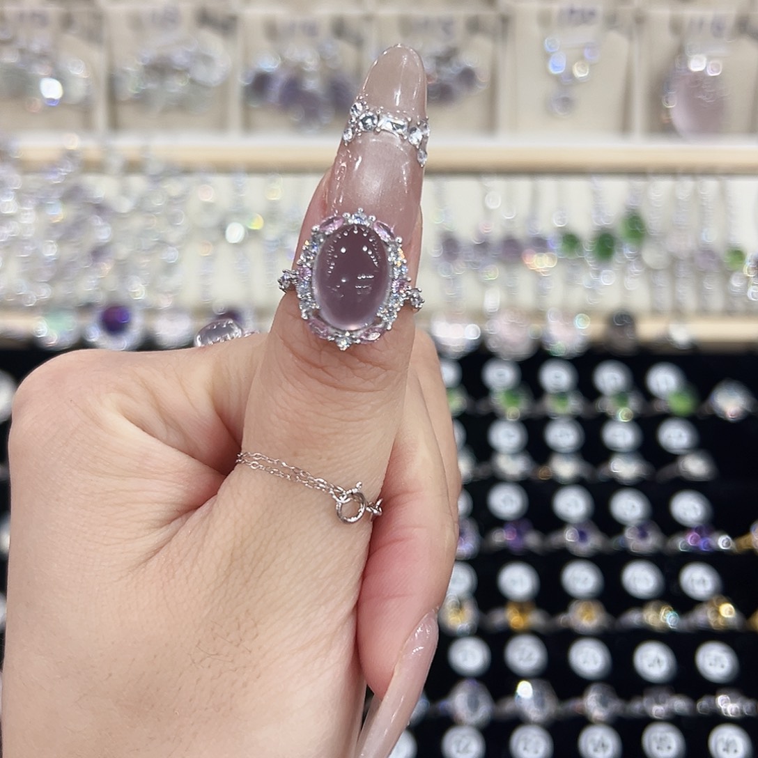 清***语银S925镶嵌萤石戒指