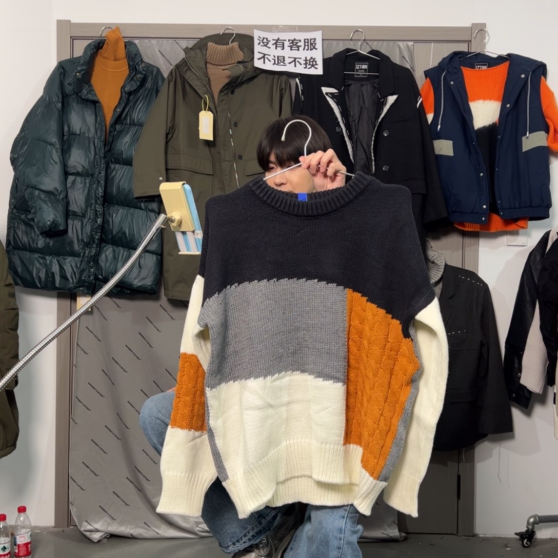 潮流时尚拼接毛衣m码