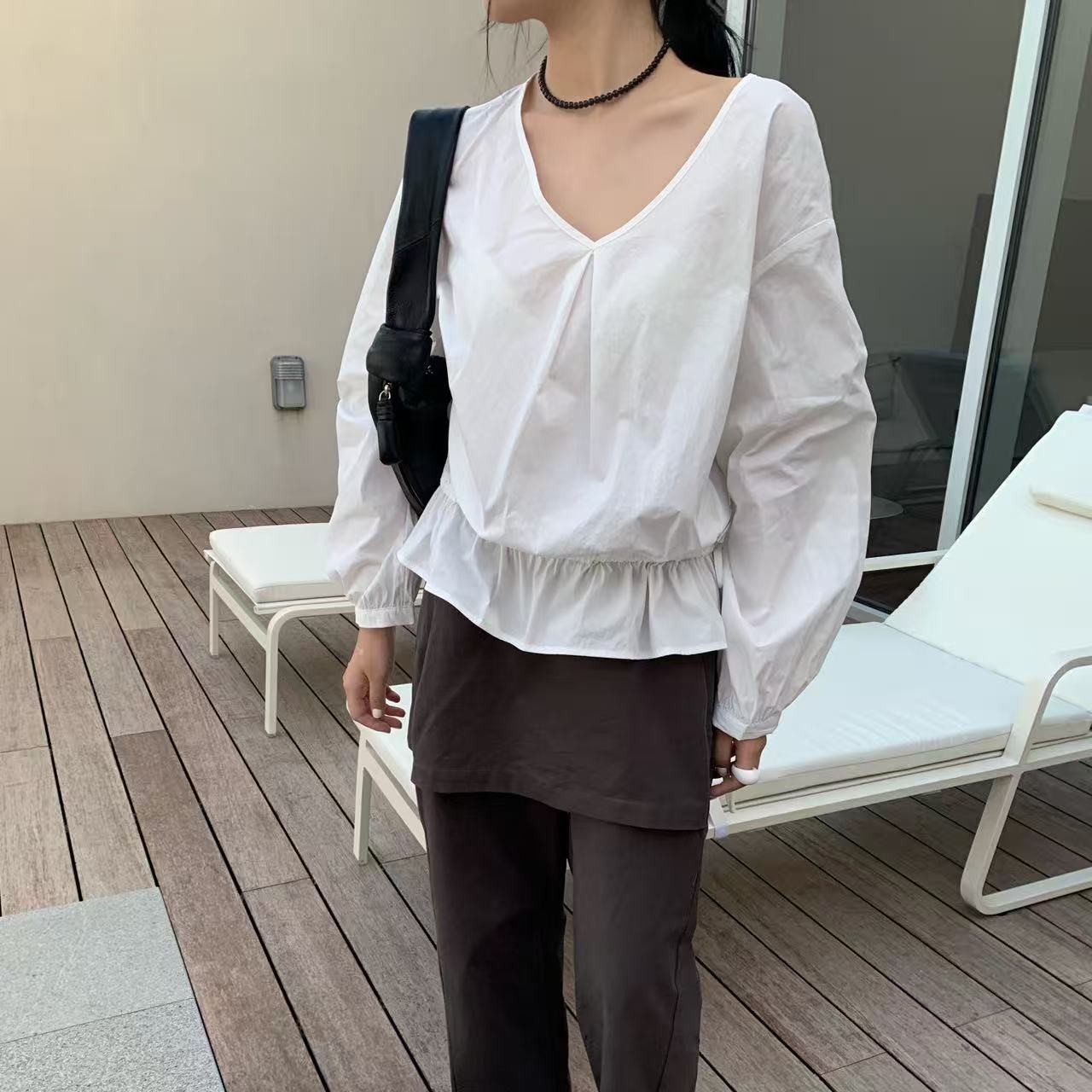 XIAOMEIZI法式抽绳上衣90215