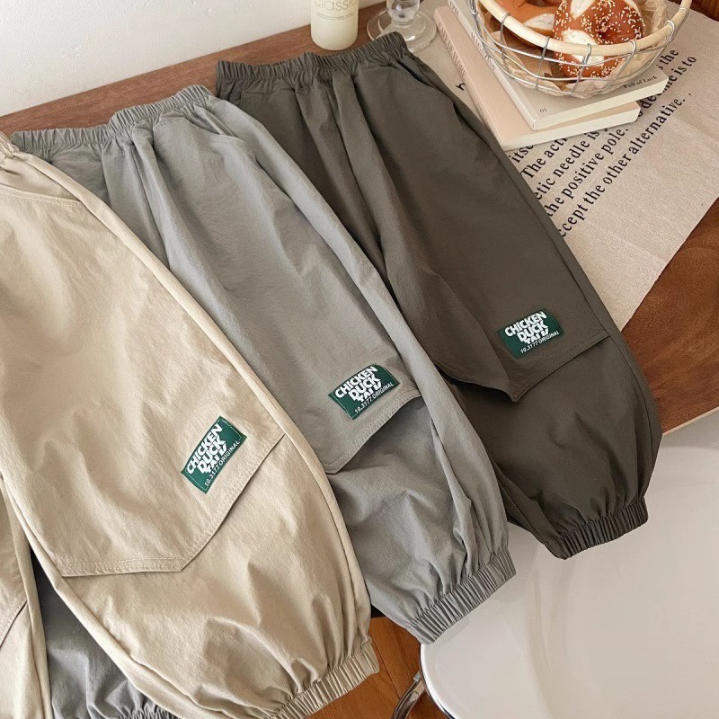 男童夏季裤子2025新款中大童薄款休闲工装裤儿童洋气宽松防蚊裤潮