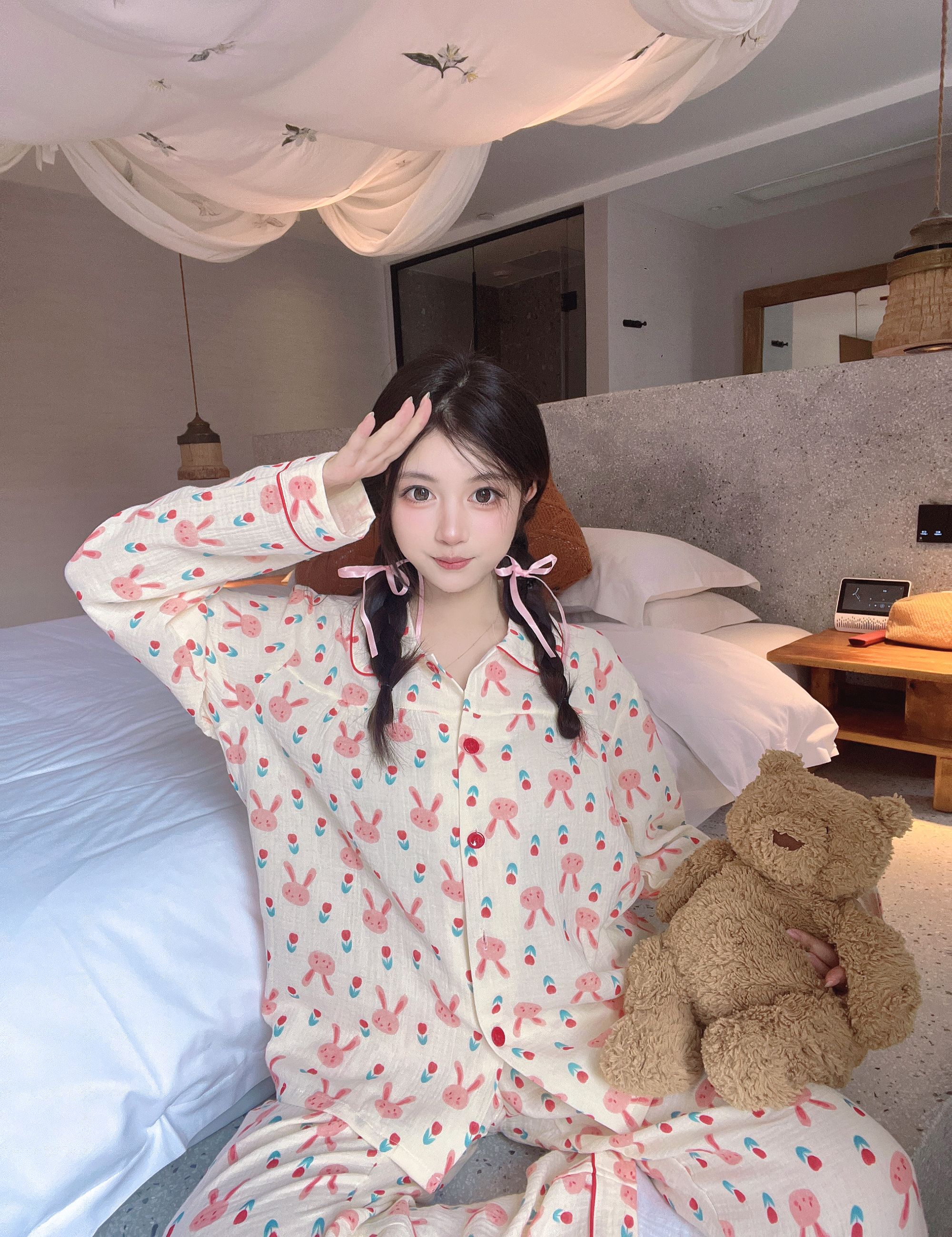 2025新款春秋季睡衣女时尚休闲开衫宽松长袖裤子甜美家居服套装女