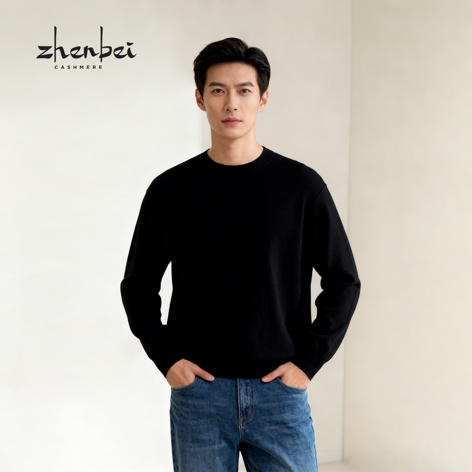 ZB/珍贝秋冬新品 精纺羊绒一寸圆领男衫/11437-5