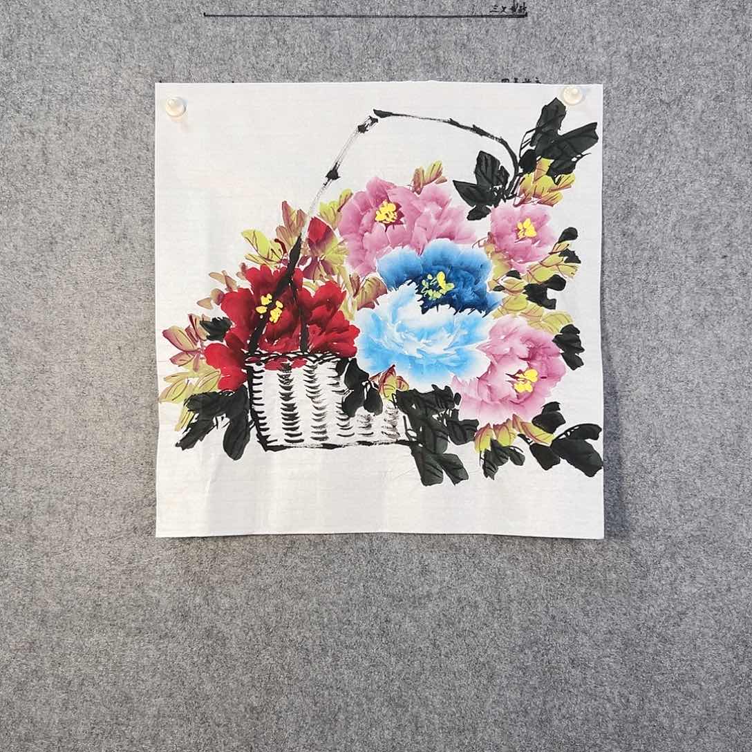 国画716 牡丹等花卉图案装饰图案为