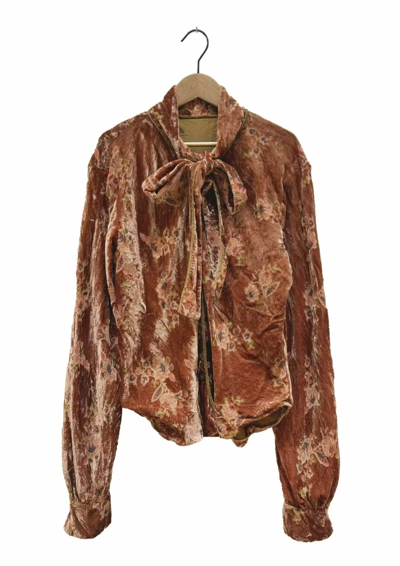 左岸迷香25年秋冬上新植物染粉绿色衬衫长袖上衣衬衣25FW1021