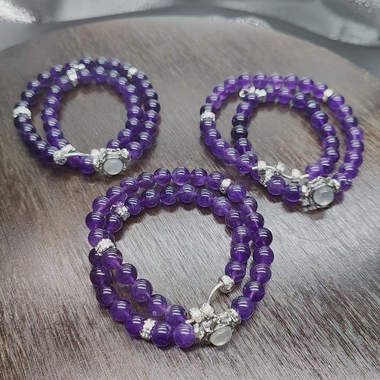 硕夏天然紫水晶8-9mm设计款双圈多样性发其一SX0615