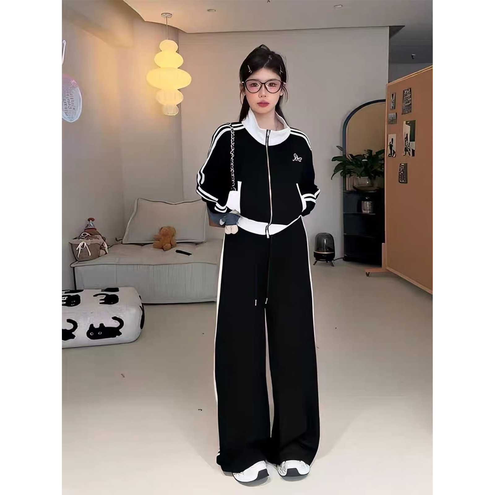 【胡小肥】47休闲显瘦大码运动套装2885遮肉微胖简约百搭时尚两件套