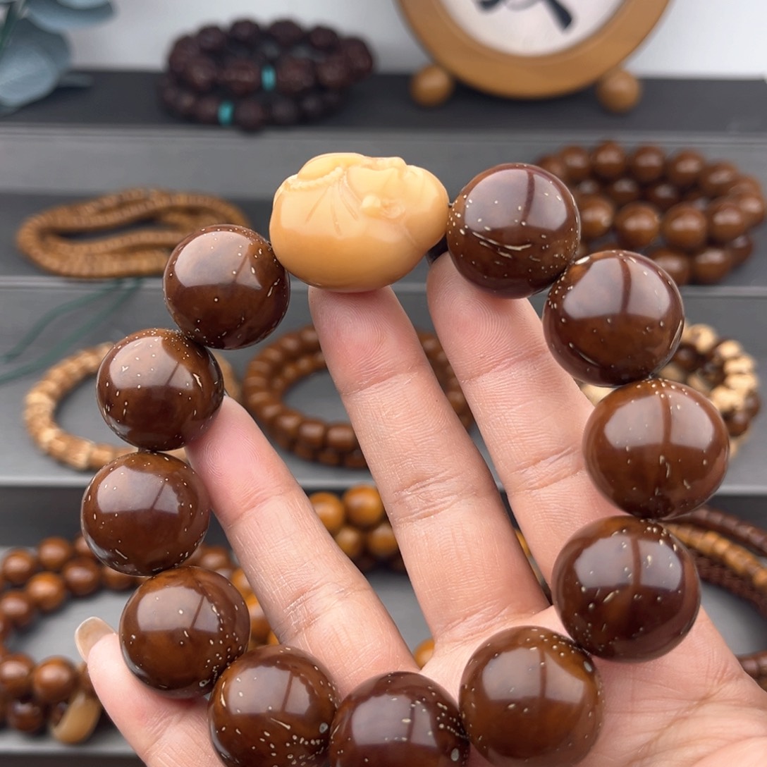 紫金鼠手串半实心光珠满天星款20