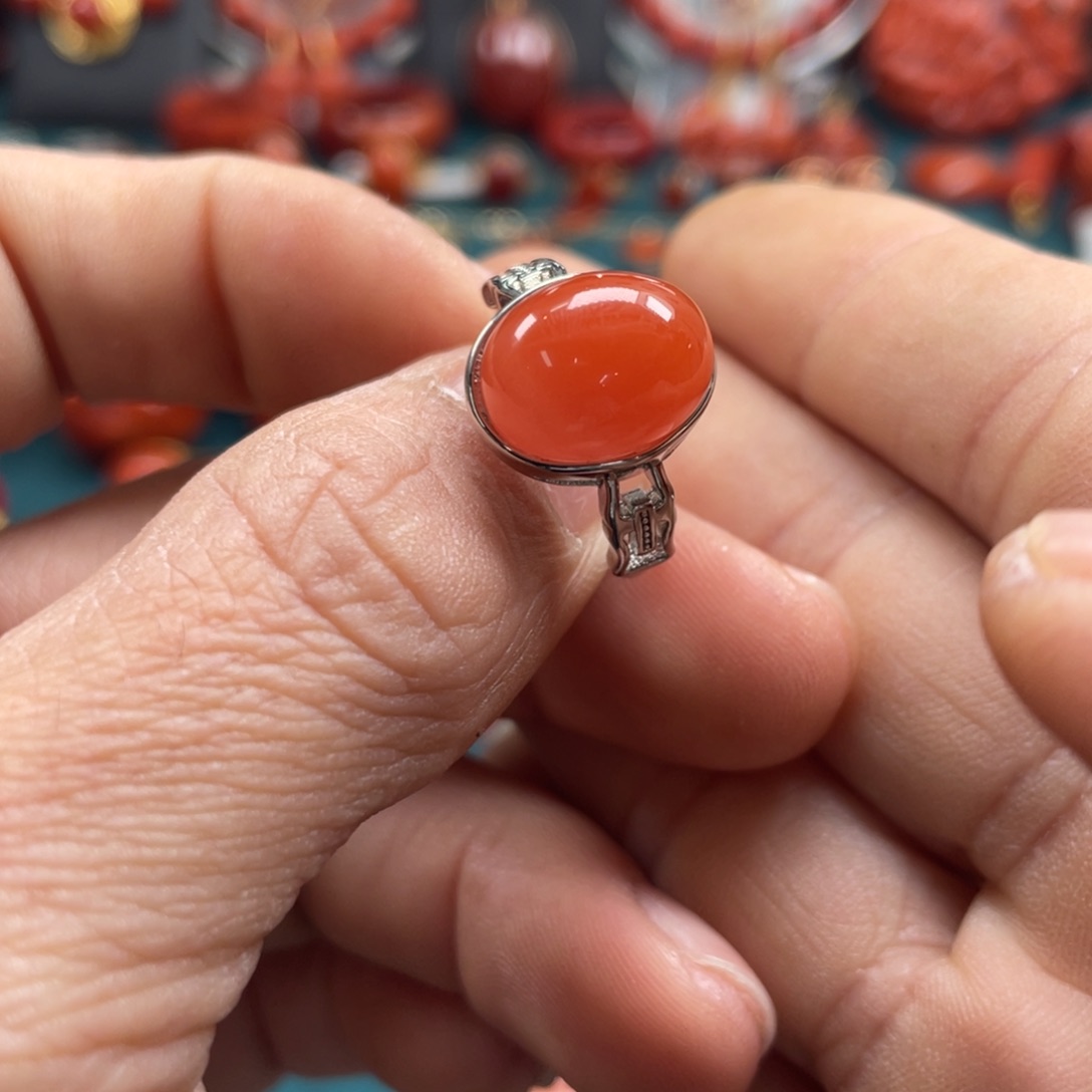 南红玛瑙保山南红戒指合金