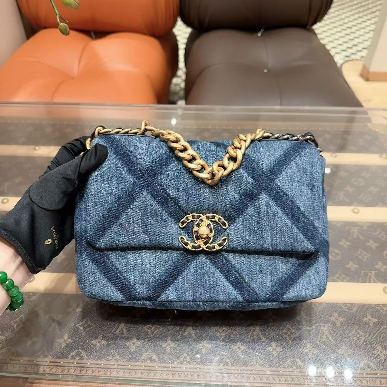 全新未使用 Chanel/香奈儿 23C早春牛仔丹宁19bag链条包芯片款