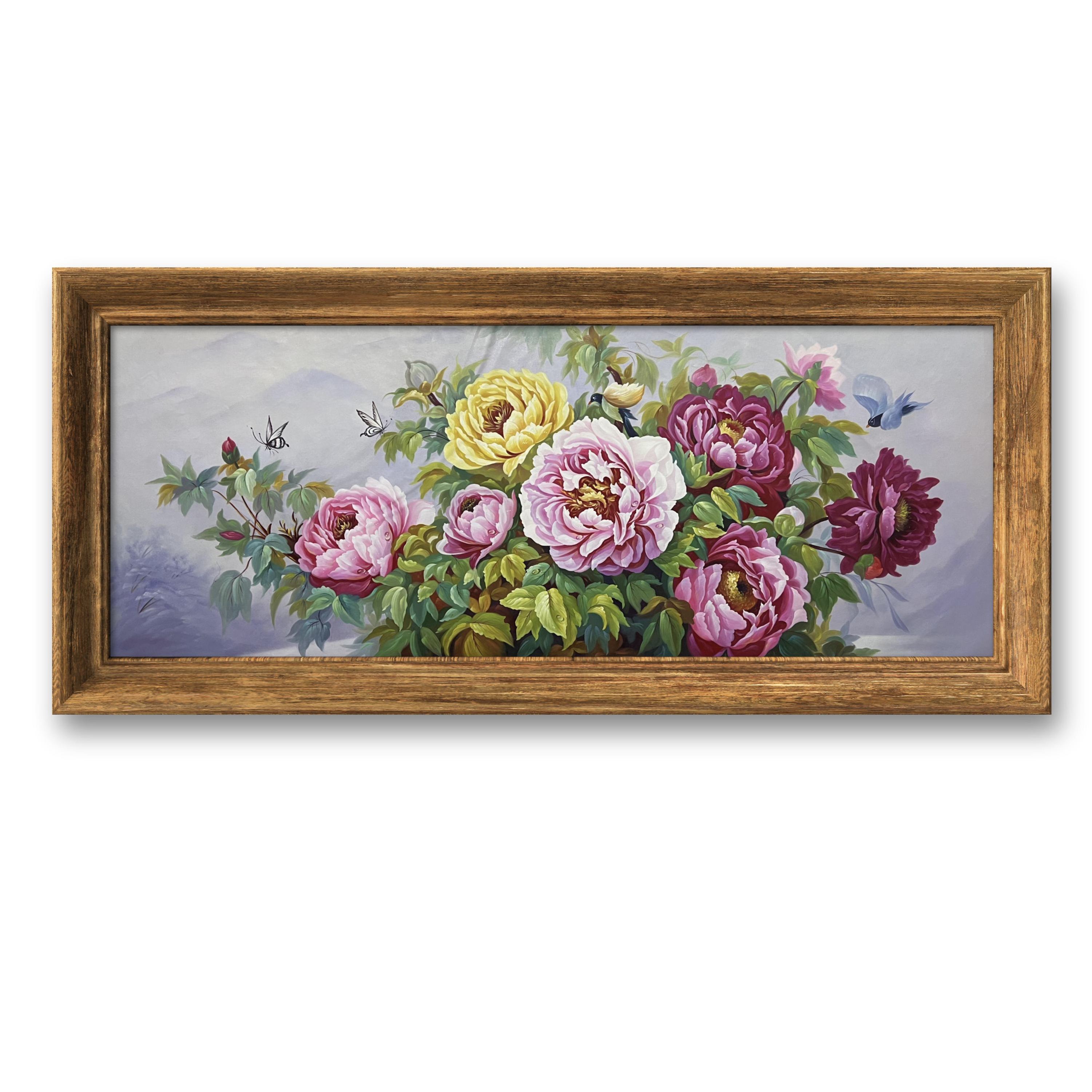 手绘油画写实牡丹花客厅油画