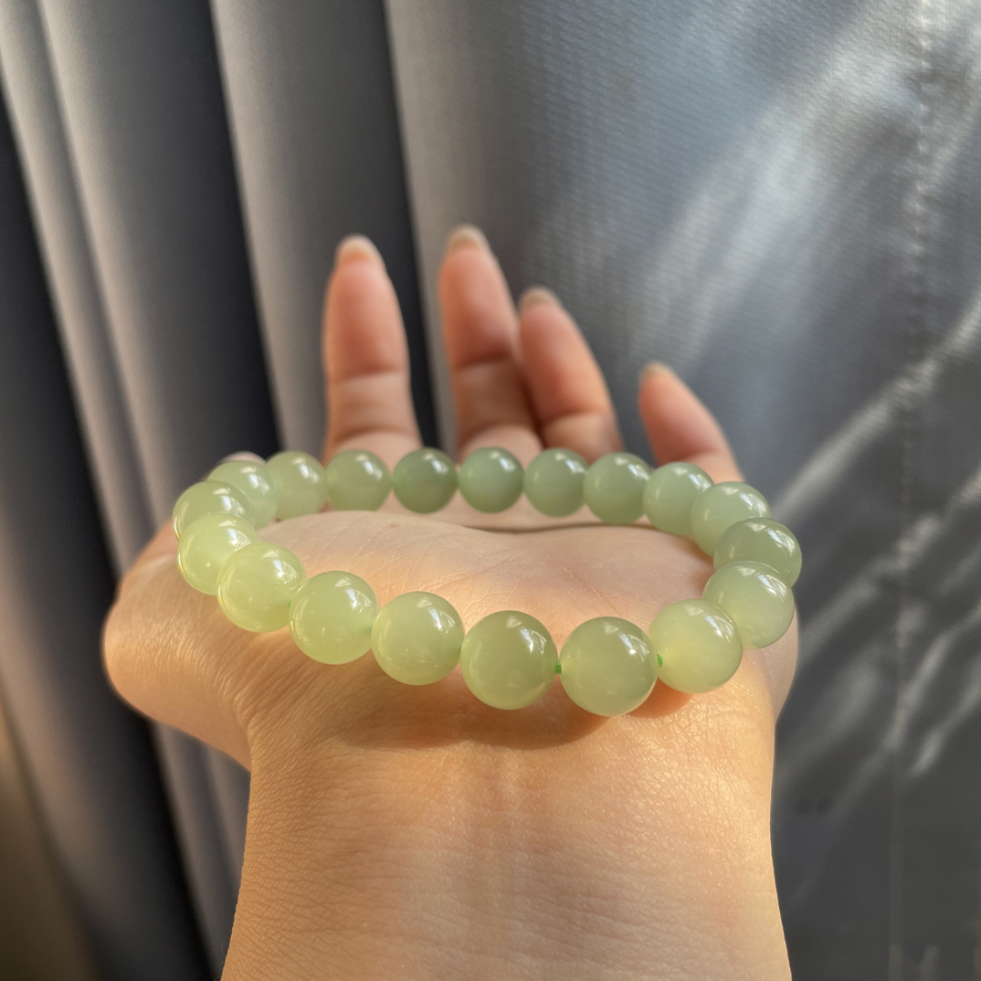 10 mm葡萄肉浅晴水天然和田玉手串大气存在感多样性发货拍一发一