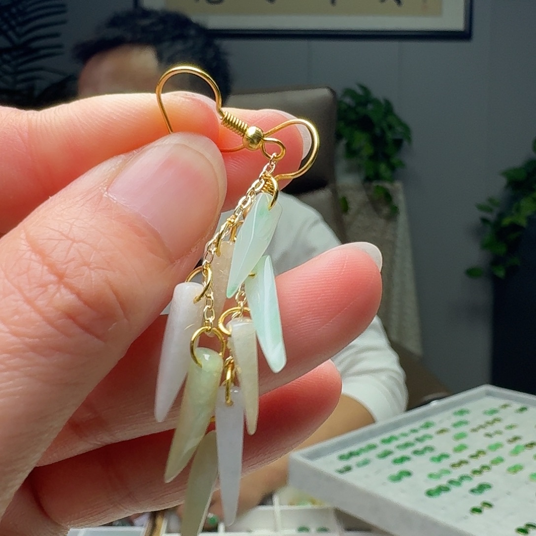 翡翠银S925镶嵌耳饰多样性发货其一