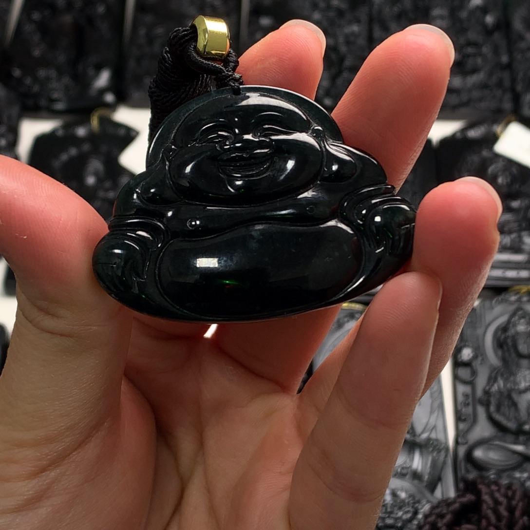 翡翠未镶嵌颈饰天然a货钢琴黑挂件