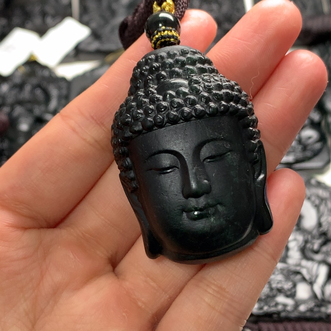 翡翠未镶嵌颈饰天然缅甸a货钢琴黑挂件