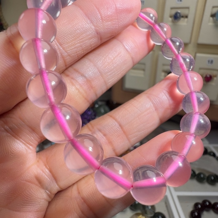 芙蓉石手链未镶嵌天然冰粉晶