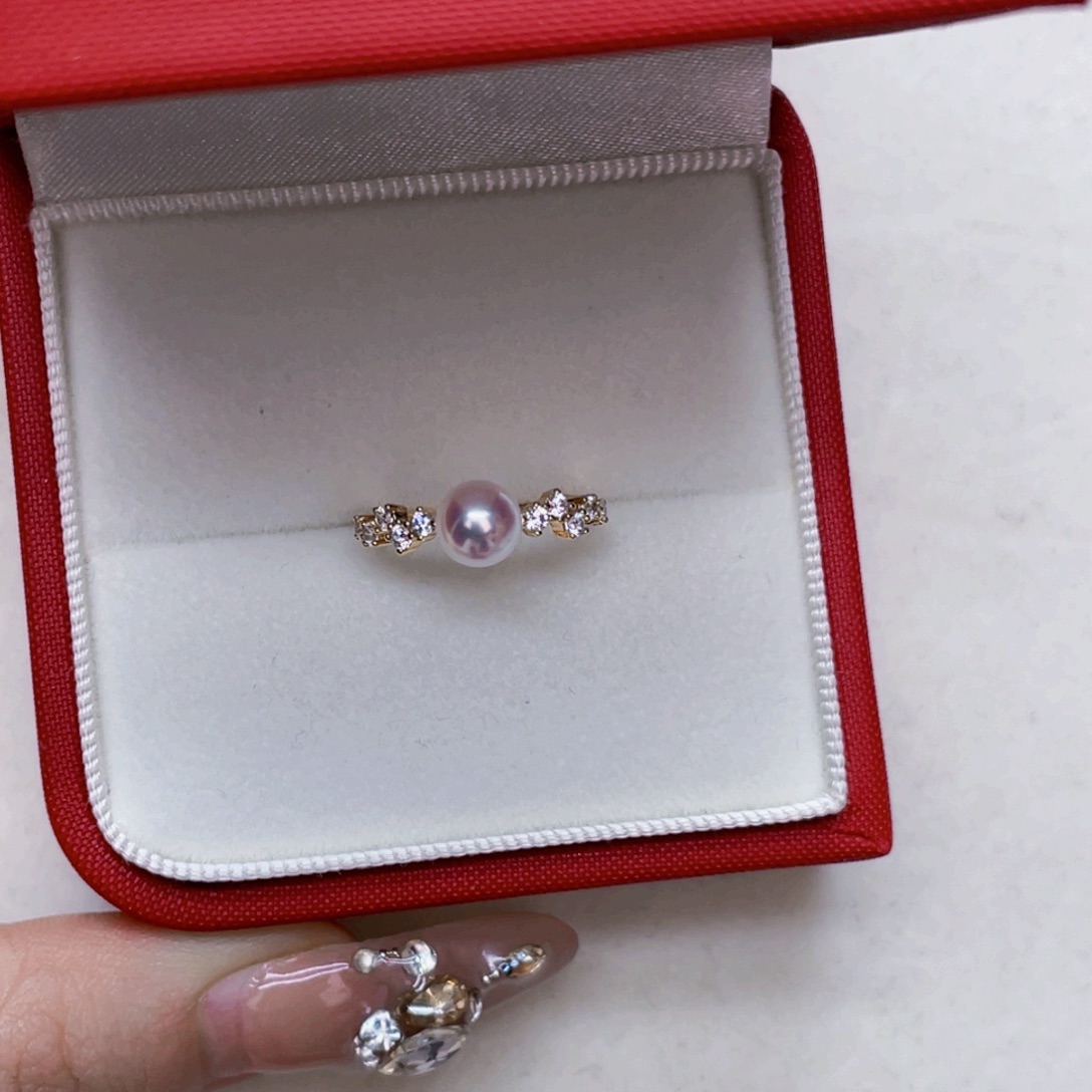 栗***层戒指海水珍珠银S925镶嵌