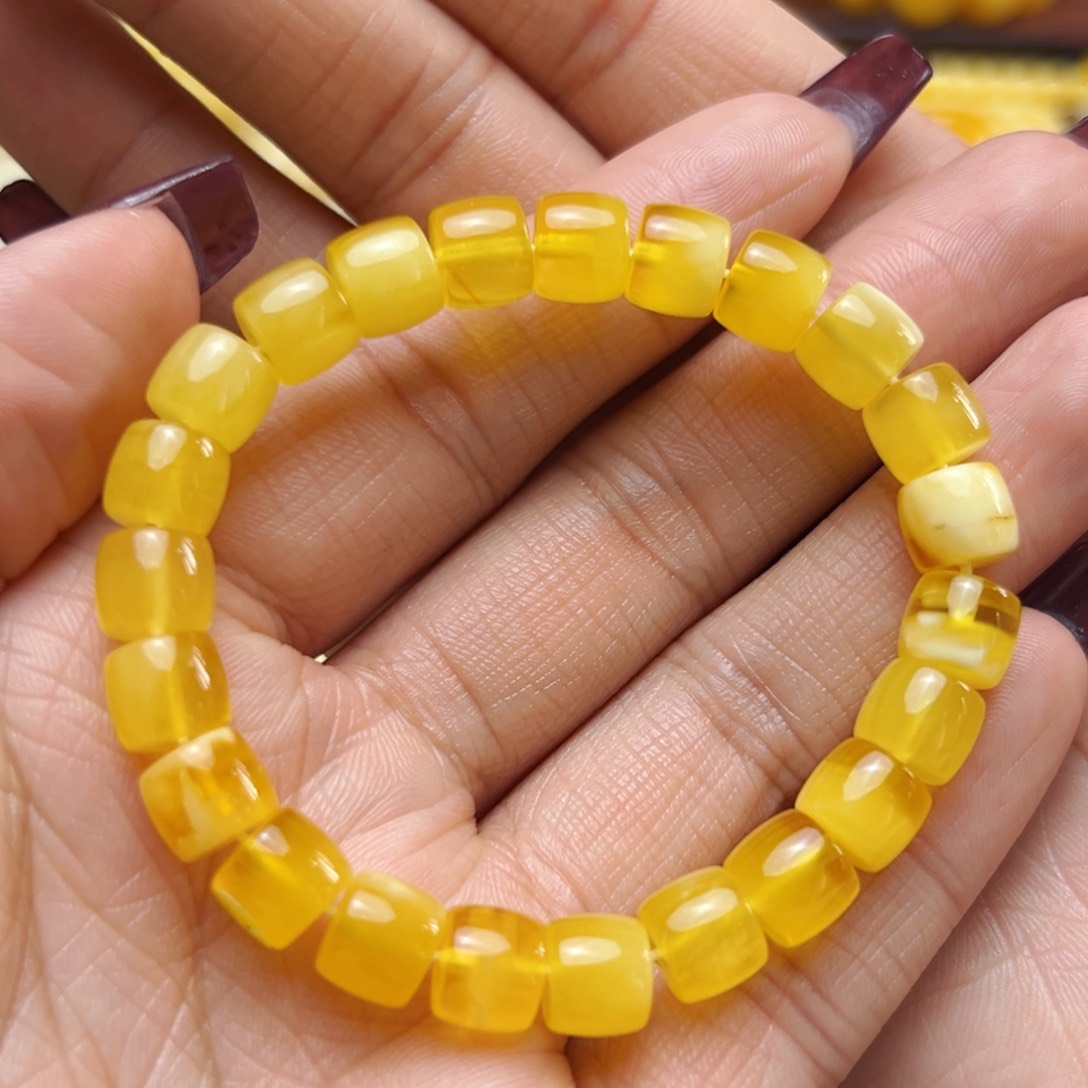 琥珀裸石未镶嵌8mm直切单圈