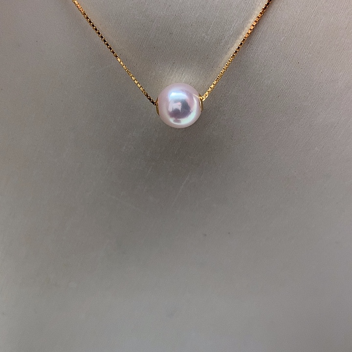 吊坠(赠链)海水珍珠18K金镶嵌8-8.5mm ak路路通