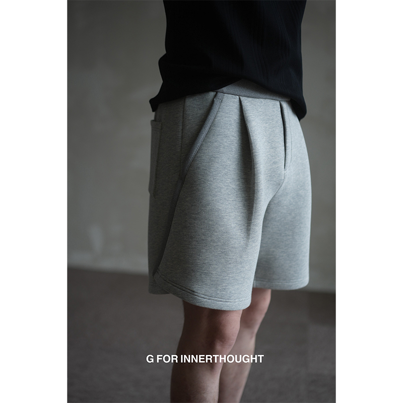 G FOR INNERTHOUGHT|进口双面复合针织零感解构空气层休闲短裤男