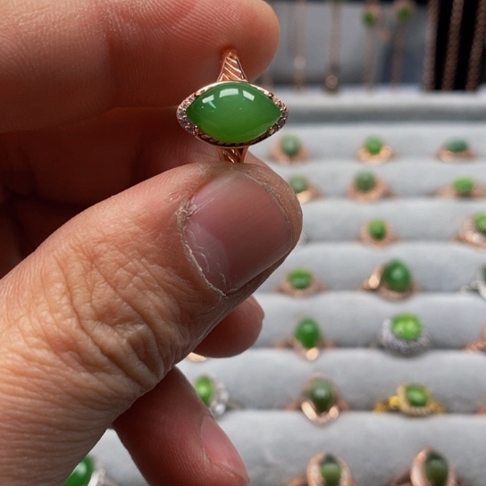 和田玉（碧玉）戒指银S925镶嵌