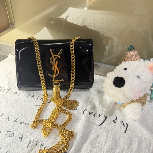 95新 YSL/圣罗兰 漆皮mini kate斜挎包/8226
