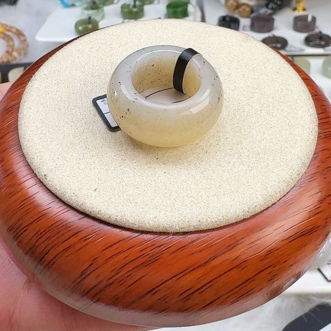 和田玉未镶嵌戒指X38桂花糖墩墩直径16.4mm