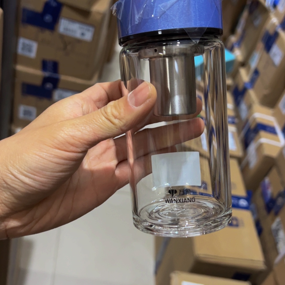 U161A蓝色单层烫手玻璃杯300ml