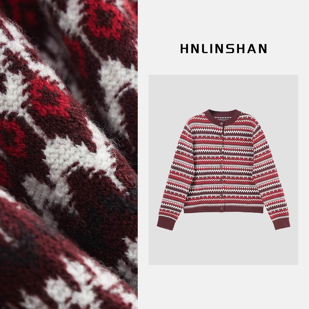 清【祈愿】费尔岛花纹复古针织开衫ADZ1002