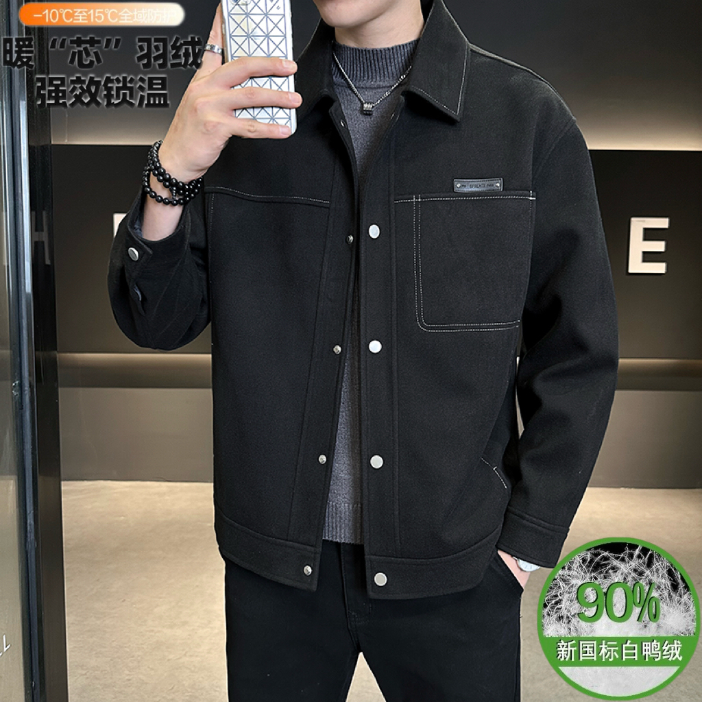 彤彤 羽绒服90鸭绒 2025男冬新品高端品质翻领夹克式时尚百搭气质