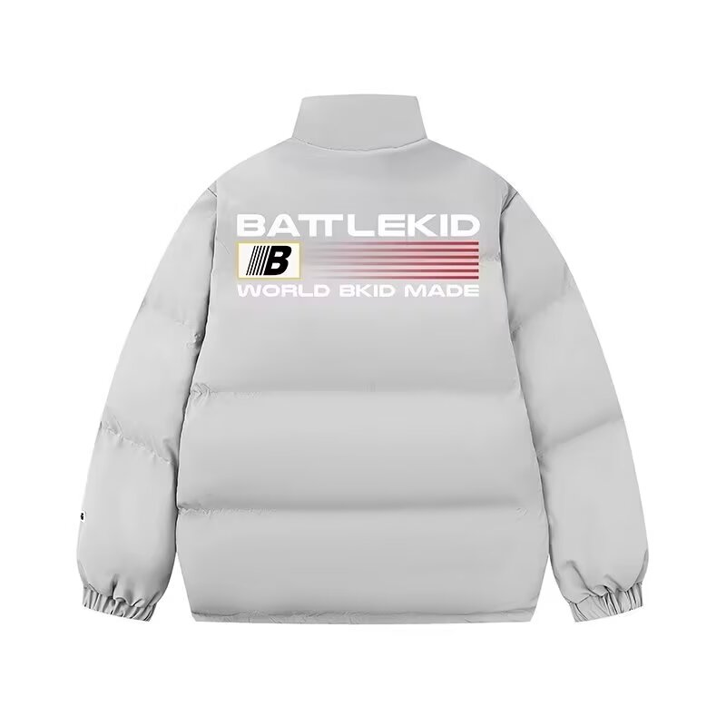 美式印花立领男女同款百搭字母棉服棉衣冬季时尚宽松休闲纯色棉服