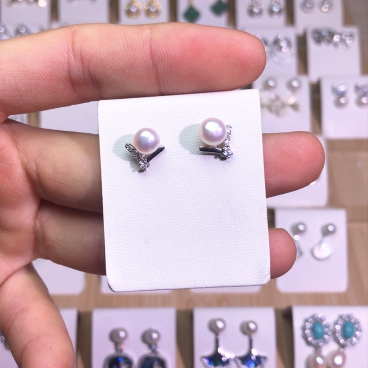 淡水珍珠耳饰银S925镶嵌