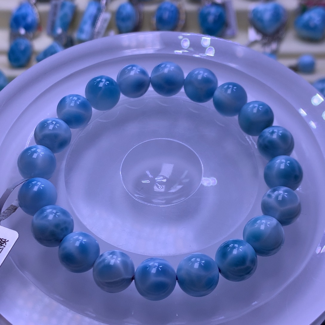 针钠钙石（海纹石）未镶嵌手串10+手串色差略异