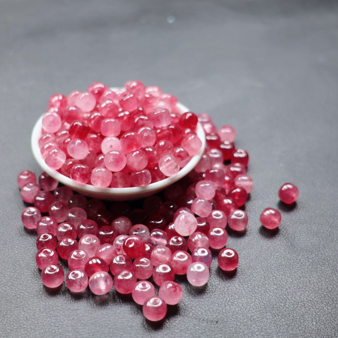 【散珠批发】w1815卢比来粉碧玺老型8*6mm*20颗