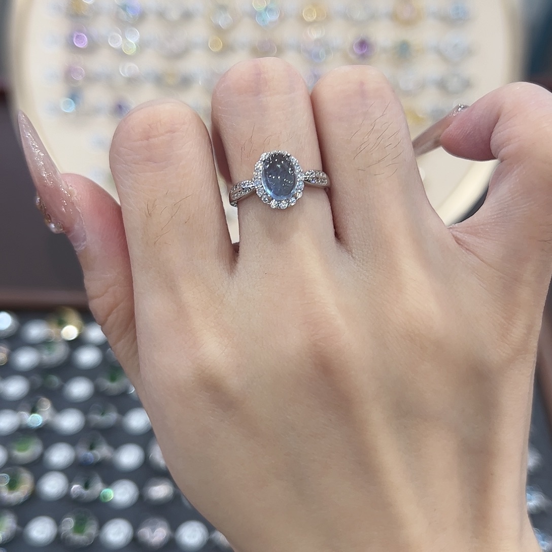 蛇纹石玉银S925镶嵌戒指