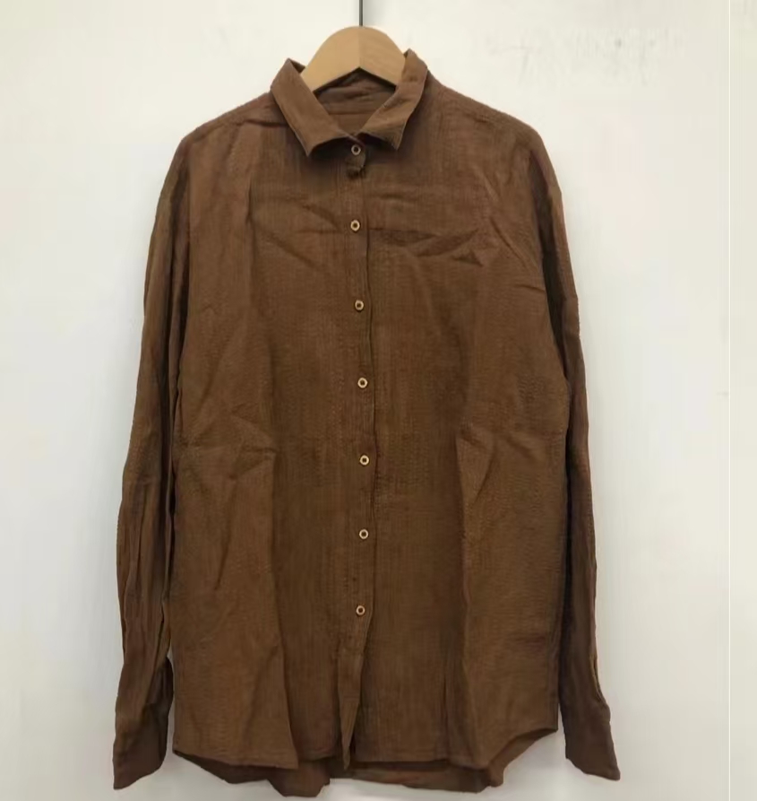 22SS1057泥黄色衬衫长袖长款百搭衬衣上衣