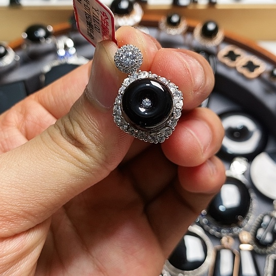 翡翠银S925镶嵌颈饰缅甸天然a货墨翠