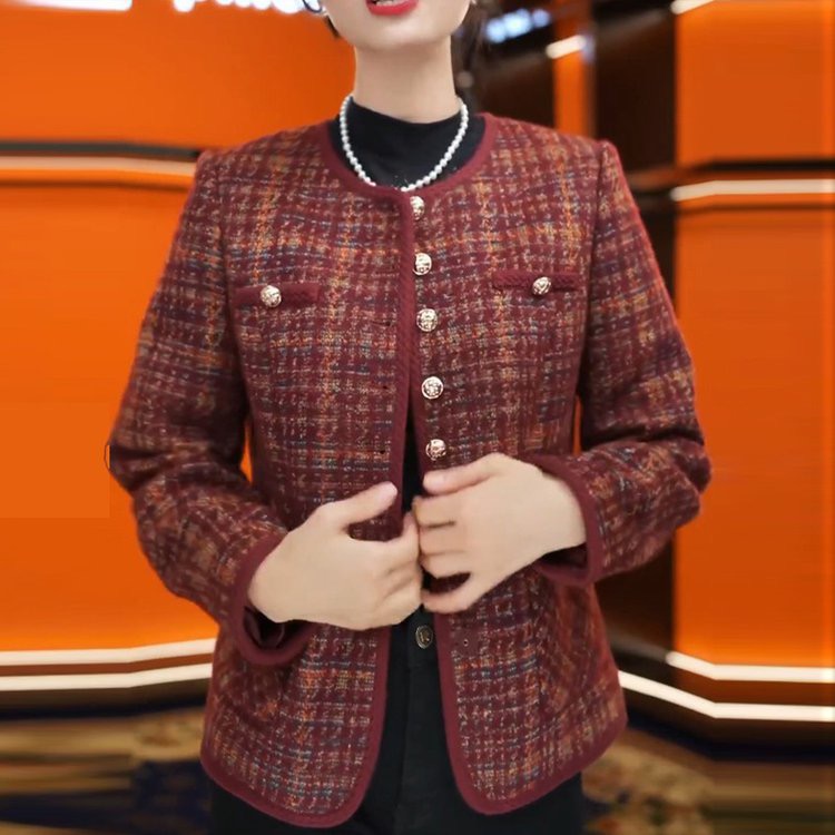 【衣品沫尔】2025年秋冬季新款澳绒小香风外套气质中年洋气高贵上衣