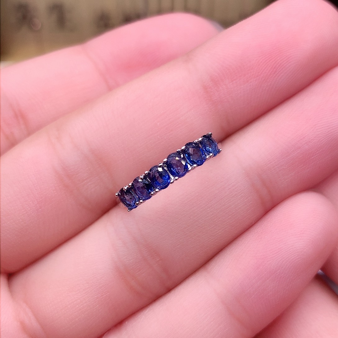 蓝宝石戒指银S925镶嵌