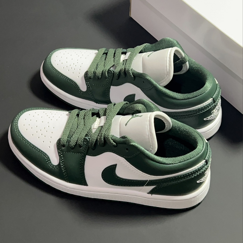 耐克Air Jordan1AJ1官方正品耐磨透气低帮复古篮球鞋男女款白绿色