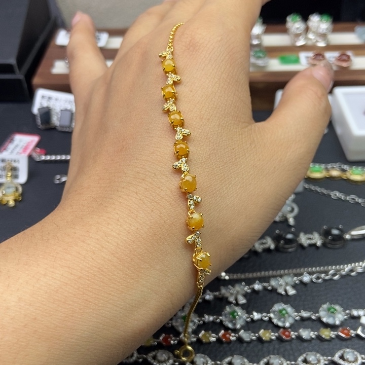 翡翠手链银S925镶嵌手链